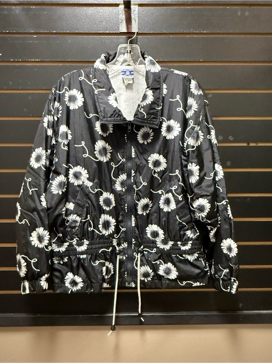 Pro Spirit Athletic Gear Jackets & Blazers - Vintage Pro Spirit Black White Daisy Floral Nylon Windbreaker Jacket Small